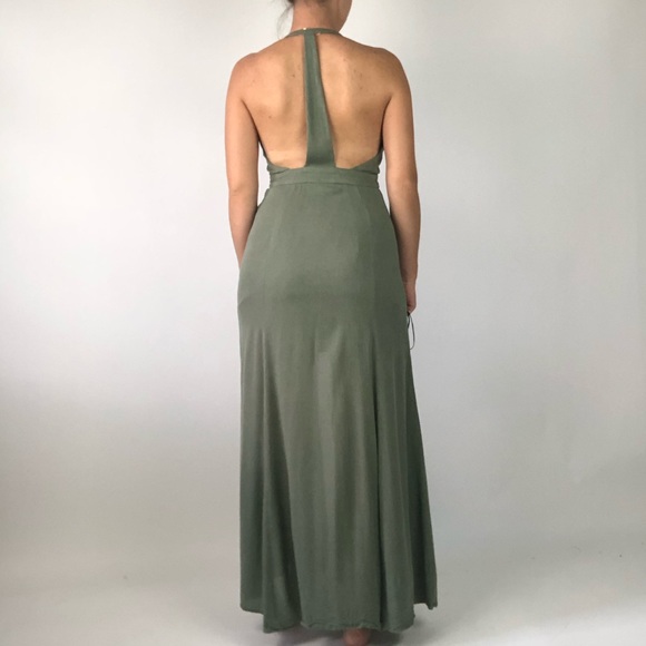 Re:Named | Moss Green T Back Button Front Maxi Drs - Picture 3 of 15